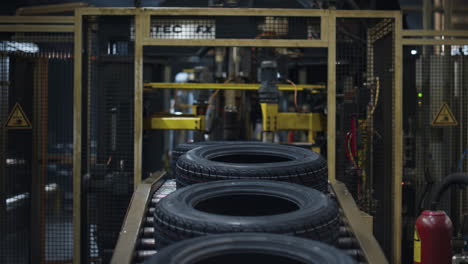 Tire-plant-conveyor-line-moving-new-production-automatically-in-manufacture