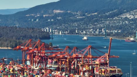 Lions-Gate-Bridge-View-From-Vancouver-Centerm-Terminal-On-The-Vancouver-Harbour-In-British-Columbia,-Canada