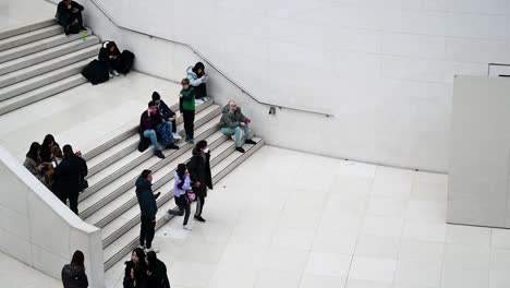 Up-and-down-the-stairs-within-the-British-Museum,-London,-United-Kingdom