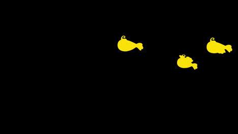 Caricatura,-Pájaro-Amarillo,-Vuelo,-Icono,-Bucle,-Animación,-Vídeo,-Fondo-Transparente,-Con,-Canal-Alfa.