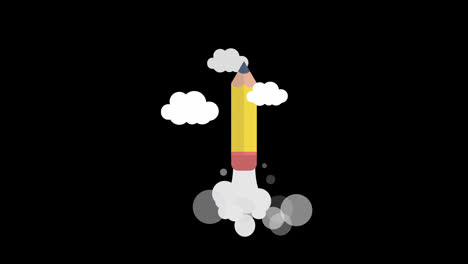 Startup-Konzept-Bleistift-Fliegendes-Symbol-Animationsschleife-Bewegungsgrafikvideo-Transparenter-Hintergrund-Mit-Alphakanal