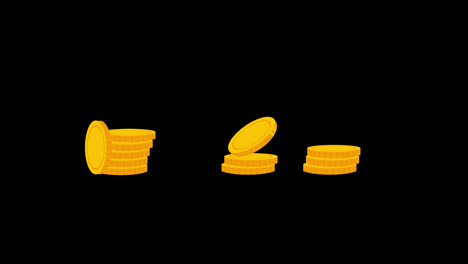 Goldmünzenstapel-Symbol-Animationsschleife,-Video,-Transparenter-Hintergrund-Mit-Alphakanal