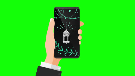 Ramadan-Lantern-on-mobile-phone-loop-Animation-video-transparent-background-with-alpha-channel.