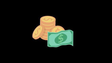 money-coin-stack-animation-loop-motion-graphics-video-transparent-background-with-alpha-channel