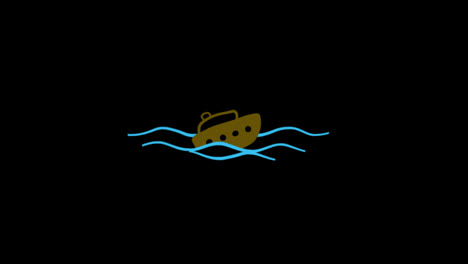 Barco-En-El-Icono-De-Agua-Animación-En-Bucle-Vídeo-Fondo-Transparente-Con-Canal-Alfa
