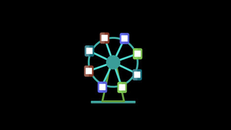 Riesenrad-Oder-Nagordola-Icon-Loop-Animationsvideo,-Transparenter-Hintergrund-Mit-Alphakanal
