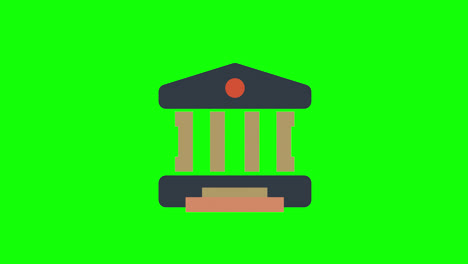 Bank-icon,-Courthouse-building-or-museum.-loop-animation-with-alpha-channel,-green-screen.