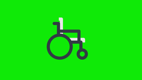 Animation-Des-Rollstuhlsymbols.-Medizinischer-Rollstuhl-Für-Behinderte-Menschen.-Schleifenanimation-Mit-Alphakanal,-Grüner-Bildschirm.
