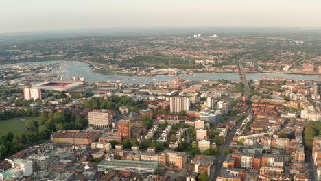 Descending-aerial-slider-shot-of-Southampton-city-centre