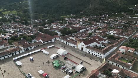 Aerial-View-of-Villa-de-Leyva-and-Plaza-Mayor,-Colombia