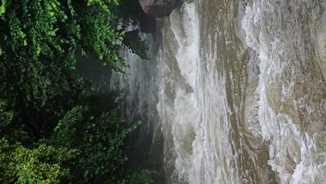 Vertical-view---Rapids-of-Raging-River-Creek-in-Mountain-Forest