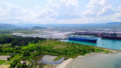 Stunning-aerial-4K-drone-footage-of-Luka-Koper,-Slovenia