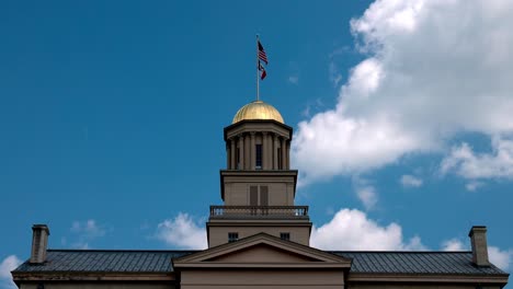 Old-Capitol-building-on-the-campus-of-the-University-of-Iowa-in-Iowa-City,-Iowa-with-stable-video-close-up-of-dome