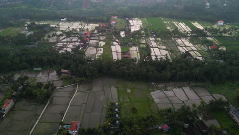 Smog-over-the-city-of-Ubud-at-dusk-with-houses-and-cultivated-fields