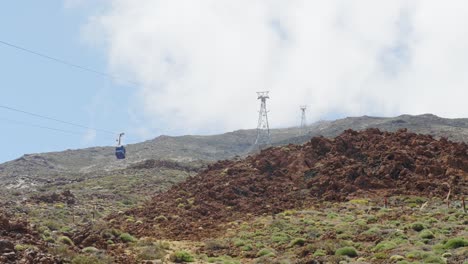 Teleferico-cable-car-in-mountains,-Volcano-Pico-del-Teide-National-Park