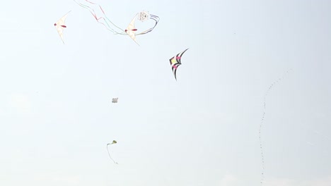 Thousands-of-kites-take-to-the-skies-at-the-International-Kite-Festival,-rocket-speeding-kites-racing-each-other-through-space