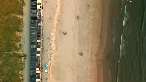 Aerial-Shot-of-the-beach-in-Castricum,-the-Netherlands