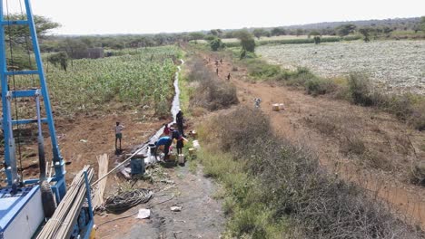 Borehole-well-supplying-local-village-with-drinkable-water,-Kenya,-Africa