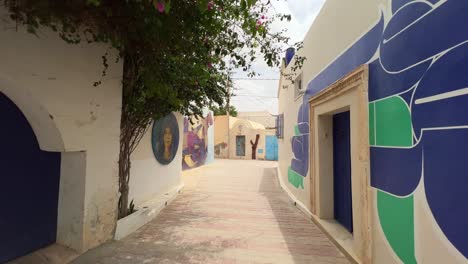 Subjective-walk-in-Djerbahood-open-air-museum-in-Erriadh-village-on-Djerba-island-in-Tunisia