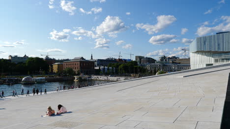People-on-the-Sloping-Exterior-Facade-of-the-Oslo-Opera-House---Static