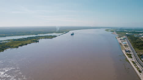 aerial-view-of-the-Malecon-of-the-Magdalena-River-in-Barranquilla,-Colombia