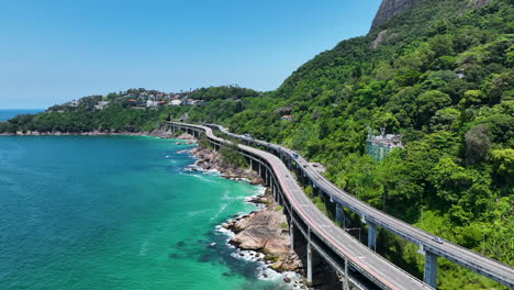 Küstenstraße-Am-Strand-Von-Sao-Conrado,-Rio-De-Janeiro,-Brasilien