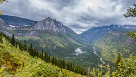 Glacier-National-Park-with-a-View-of-Birdwoman-Waterfall-Timelapse