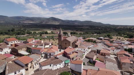Mountainous-spanish-landscape,-rural-village-in-foreground