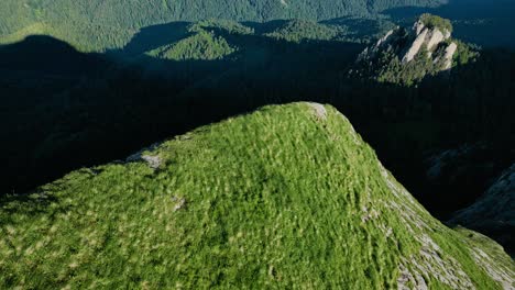 Grasbewachsene-Wildblumen-Bergklippe-Neigt-Sich-Nach-Unten-In-Richtung-Dunkles,-Tiefes-Tal,-Vietnam