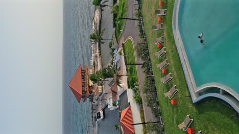 Aerial-view-of-Hilton-Garden-Inn-Hotel-at-La-Romana-in-Dominican-Republic,-vertical-format