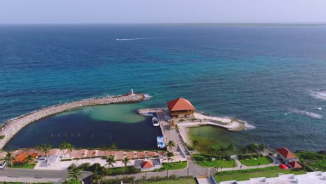 Aerial-circling-over-Hotel-Hilton-Garden-Inn-of-La-Romana-in-Dominican-Republic