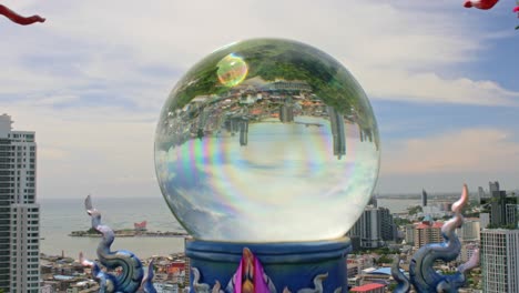Green-Dragon-and-Crystal-Ball-Offering-a-Spellbinding-View-of-Chonburi,-Thailand