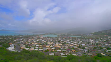 Rising-up-aerial-view-of-Oahu-Hawaii-coastline-looking-southwest-from-Hawaii-Kai-Lookout
