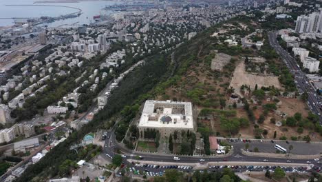 Stella-Maris-Monastery,-Catholic-Christian-monastery-for-Discalced-Carmelite-monks,-Aerial-view