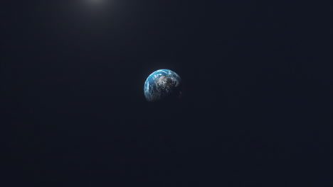 Der-Planet-Erde-Umkreist-Die-Sonne,-Während-Sich-Die-Kamera-Nähert
