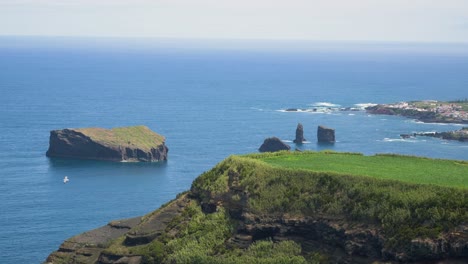 The-Islands-of-Mosterios-at-the-coast-of-Mosterios-village,-San-Miguel-Island,-Azores,-Portugal
