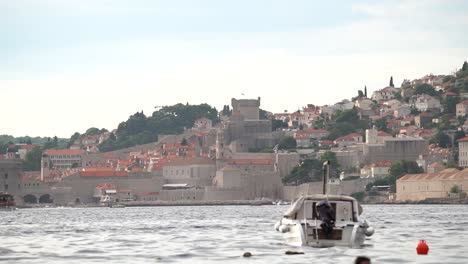 Close-up-video-of-the-stunning-old-town-of-Dubrovnik-and-sea-with-boats