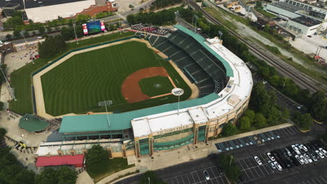Aerial-View-Of-Victory-Field-League-Ballpark-In-Downtown-Indianapolis,-Indiana,-United-States