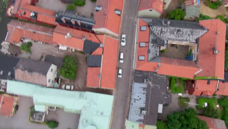 Dynamic-aerial-shot-of-Eskilstuna-in-Sweden