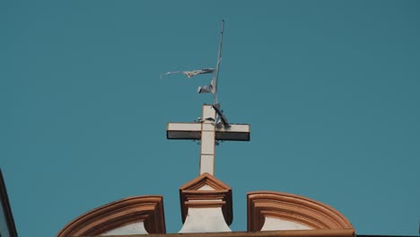 Christian-Cross-On-Rooftop-Of-Catedral-de-San-Cristóbal-Mártir-In-Mexico