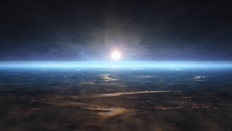 Blaue-Atmosphäre-Aus-Der-Sicht-Des-Planeten-Erde-Aus-Dem-Weltraum