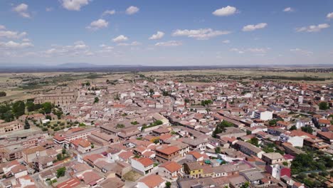 Aerial-flyover-of-traditional-Spanish-village-Oropesa