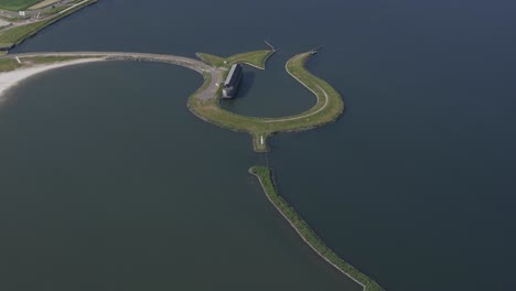 Close-up-shot-of-Tulpeiland-Netherlands-Zeewolde-bright-sun-light,-aerial