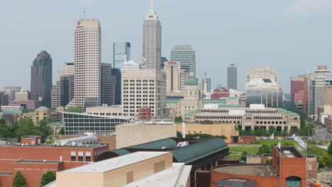 City-Skyline-Of-Downtown-Indianapolis-In-Daytime-In-Indiana,-USA