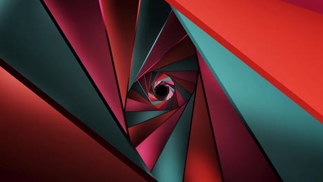 Animated-perspective-of-tunnel,-spinning-and-rotating-abstract-digital-neon-geometric-tunnel-background