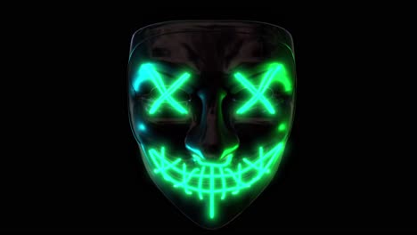 Animation-of-colorful-neon-mask,-silhouette-of-human-face-with-neon-traces-on-them,-dark-background-suitable-for-blending-with-alpha-matte-option,-digital-art-concept