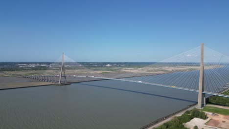 Puente-De-Normandía-Francia-Puente-Suspendido-Panoramización-Drone,antena-Verano