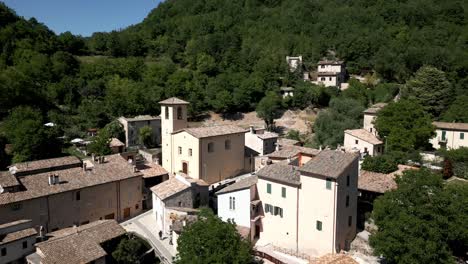 Aerial-View-Of-Rasiglia,-A-Small-Village-Located-In-The-Province-Of-Perugia