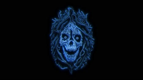 Bucle-Fantasma-Esqueleto-Azul-De-Halloween-En-3840-En-2160-De-Alta-Resolución