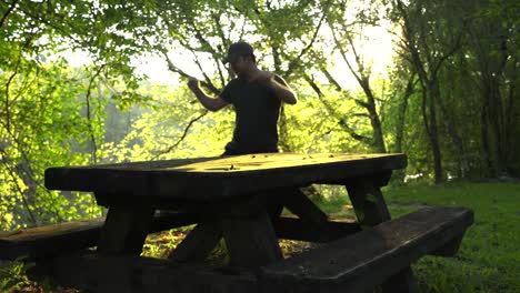 Spontanious-dancing-at-a-picnic-table
